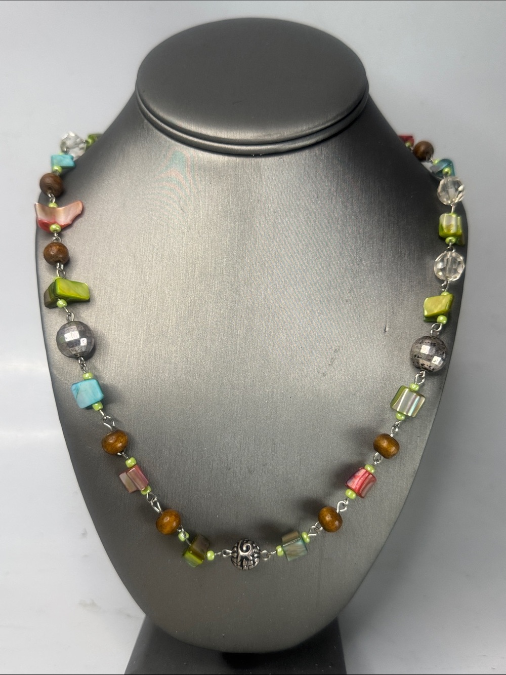 Silver Tone Mixed Beaded Necklace